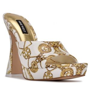 NINE WEST Ansel Platform Slide Sandals - Chain Print ⛓